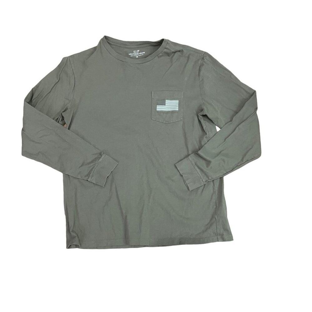 Vineyard Vines Men’s Tonal Flag Long Sleeve Pocket Tee Shirt Medium